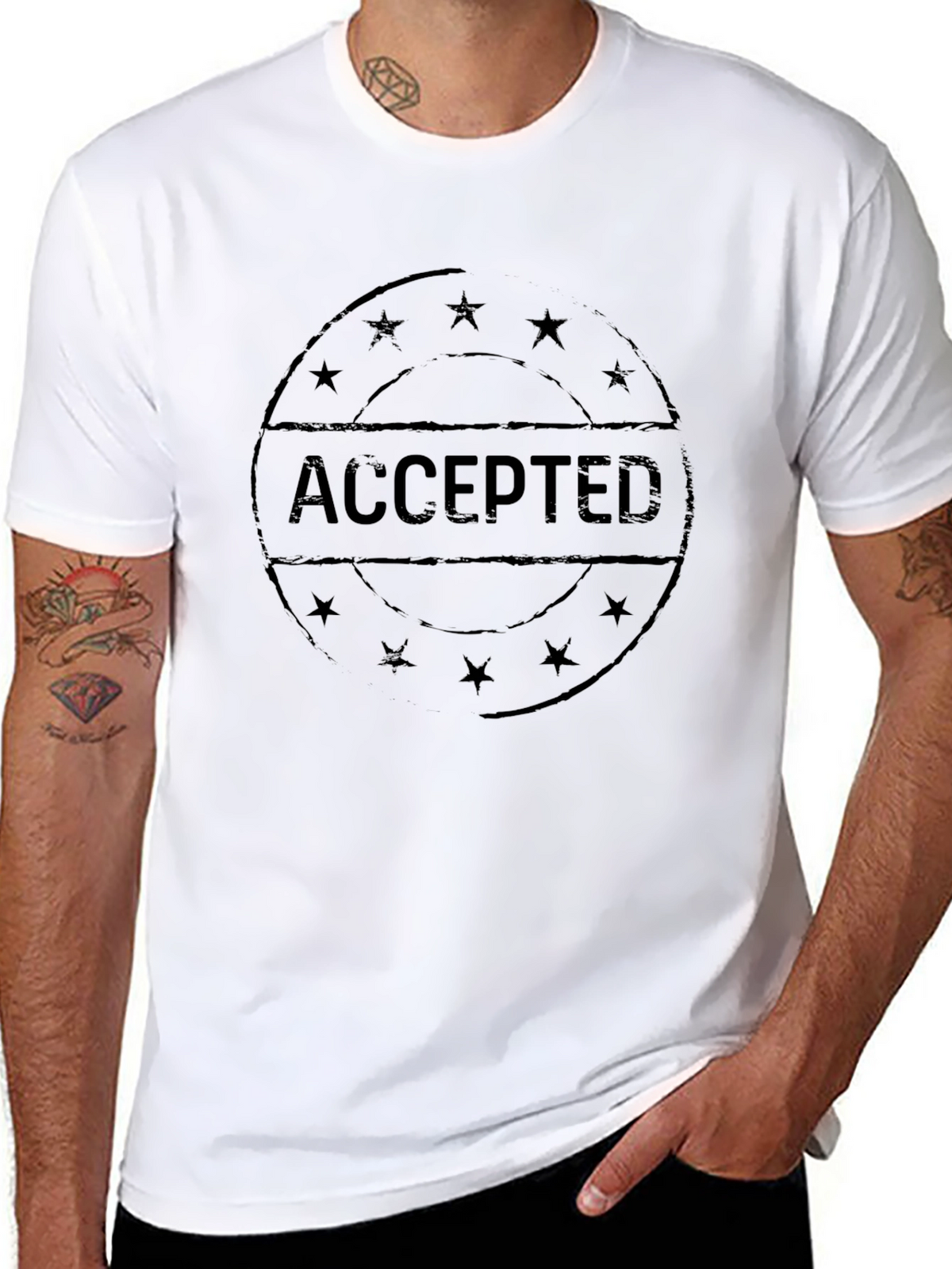 Accepted Graphic T-Shirt - Black Casual Tee