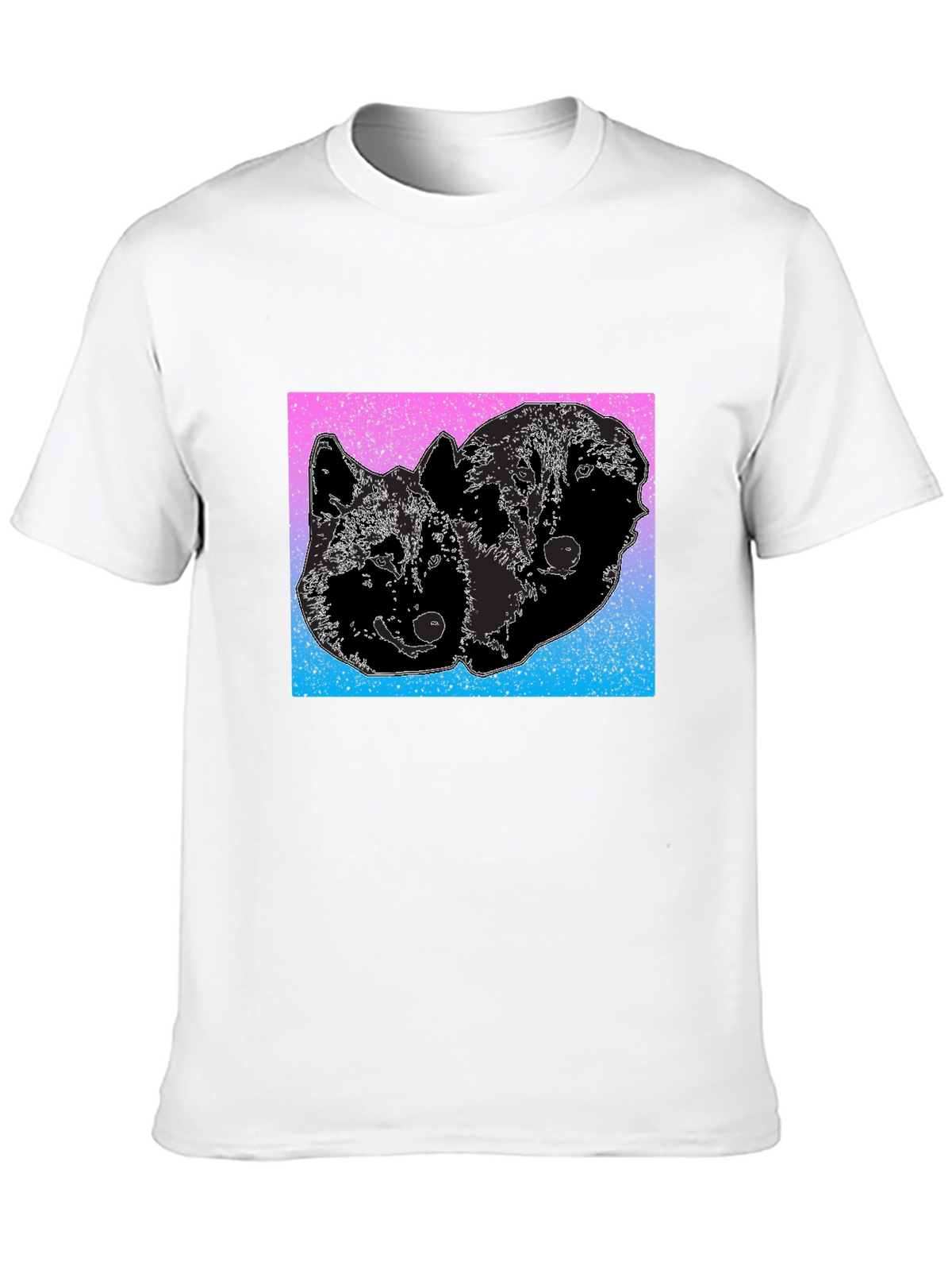 Two Wolves Graphic Tee - Gradient Background