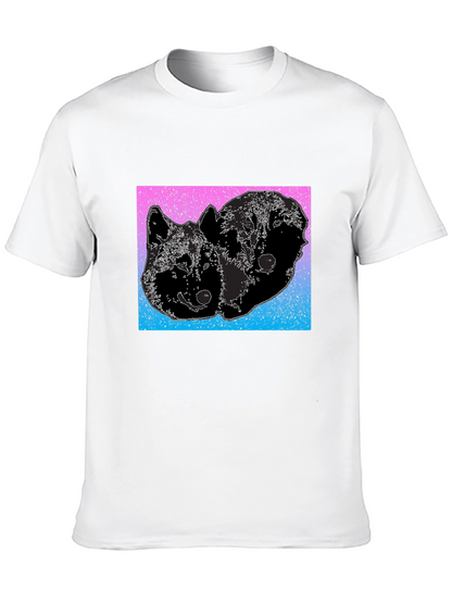 Two Wolves Graphic Tee - Gradient Background