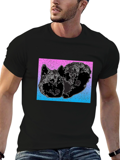 Two Wolves Graphic Tee - Gradient Background