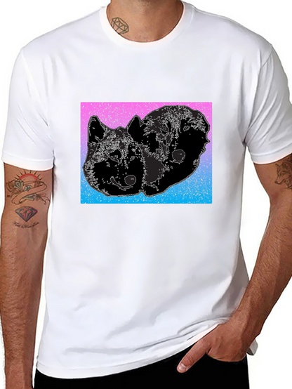 Two Wolves Graphic Tee - Gradient Background