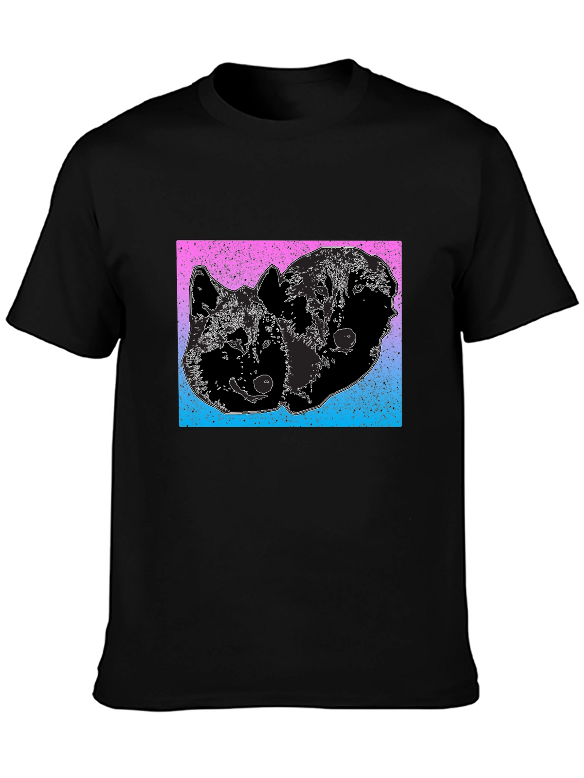 Two Wolves Graphic Tee - Gradient Background