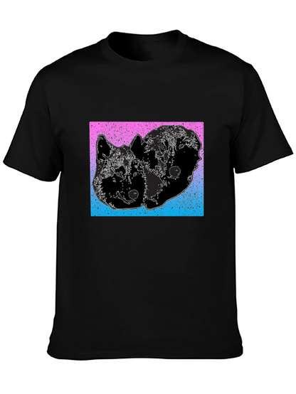 Two Wolves Graphic Tee - Gradient Background