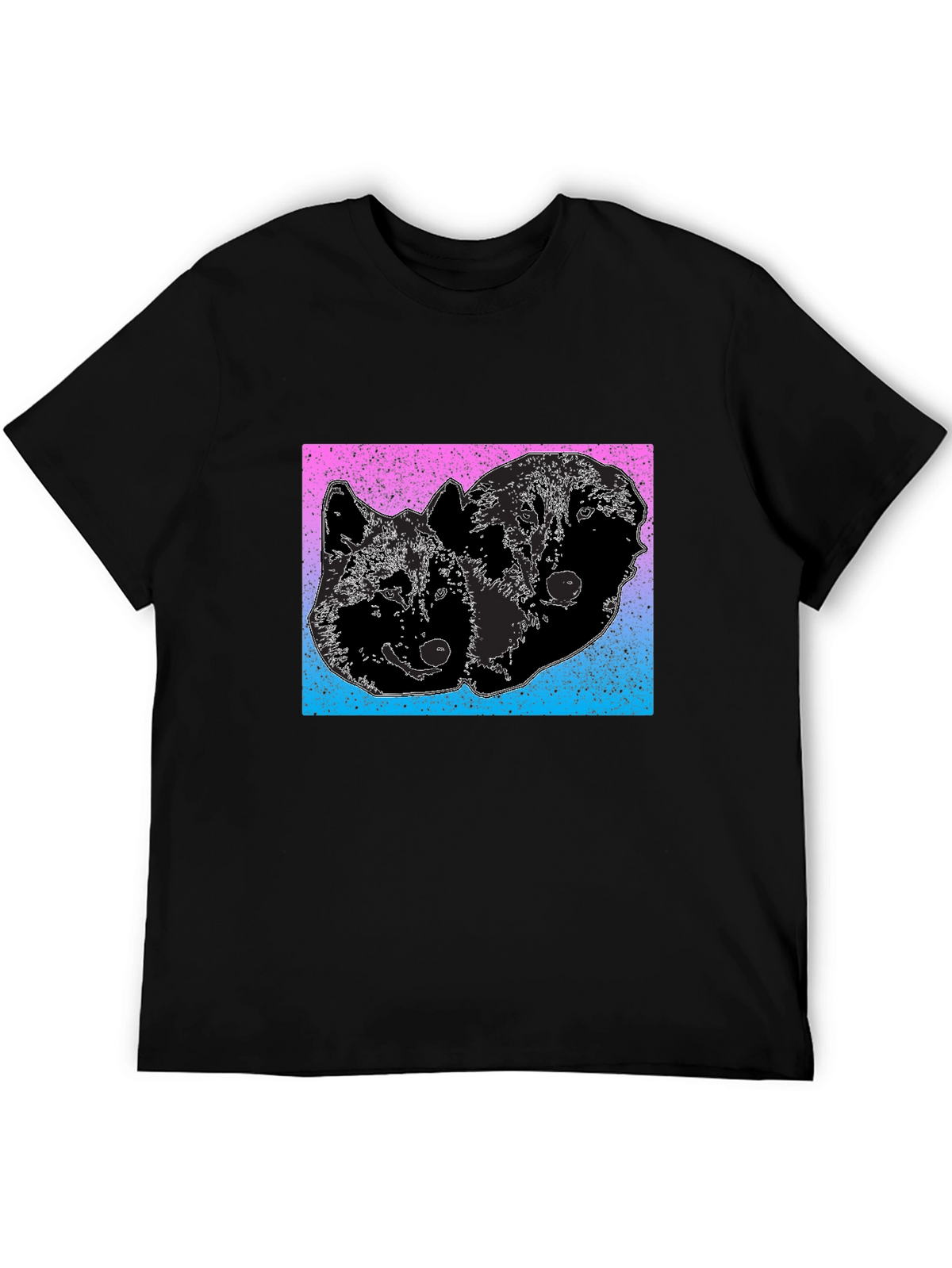 Two Wolves Graphic Tee - Gradient Background