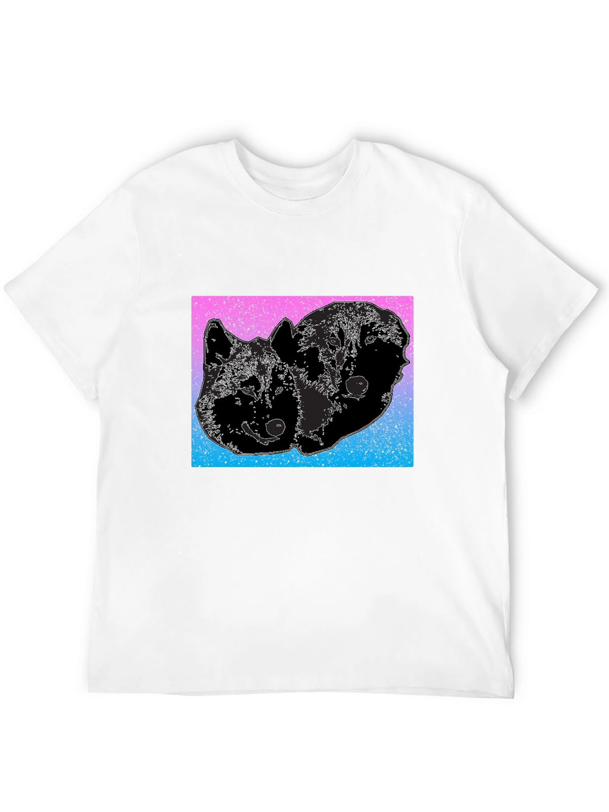 Two Wolves Graphic Tee - Gradient Background