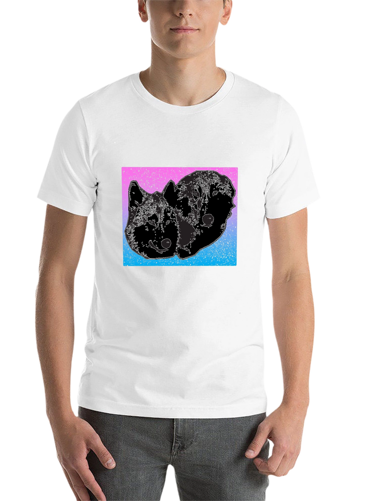 Two Wolves Graphic Tee - Gradient Background