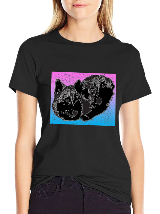 Two Wolves Graphic Tee - Gradient Background