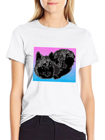 Two Wolves Graphic Tee - Gradient Background