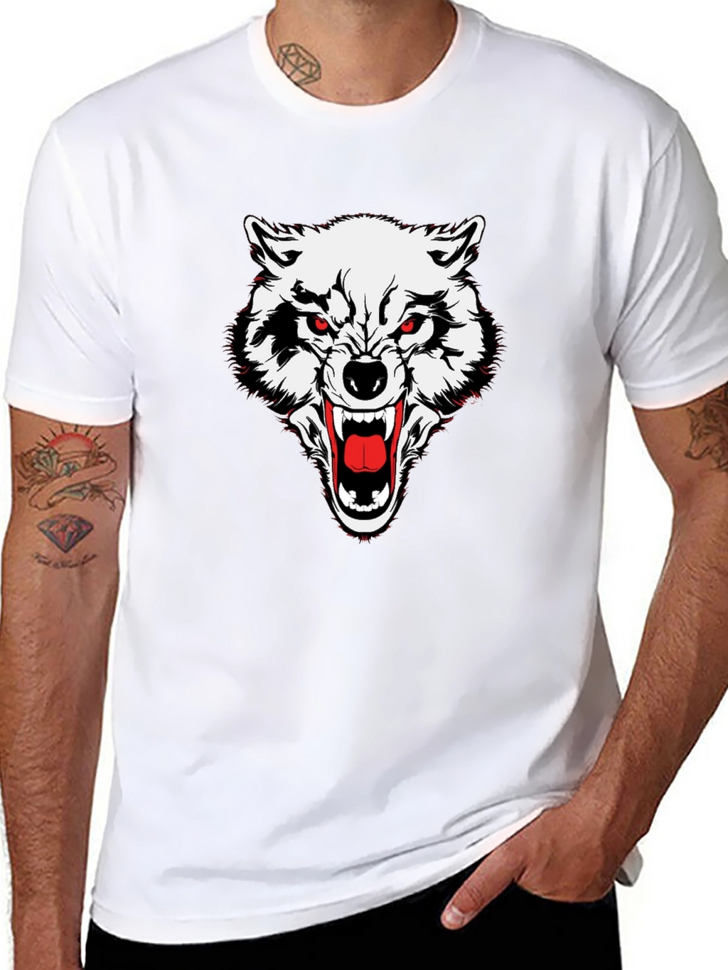 Mens Black Wolf Graphic Tee