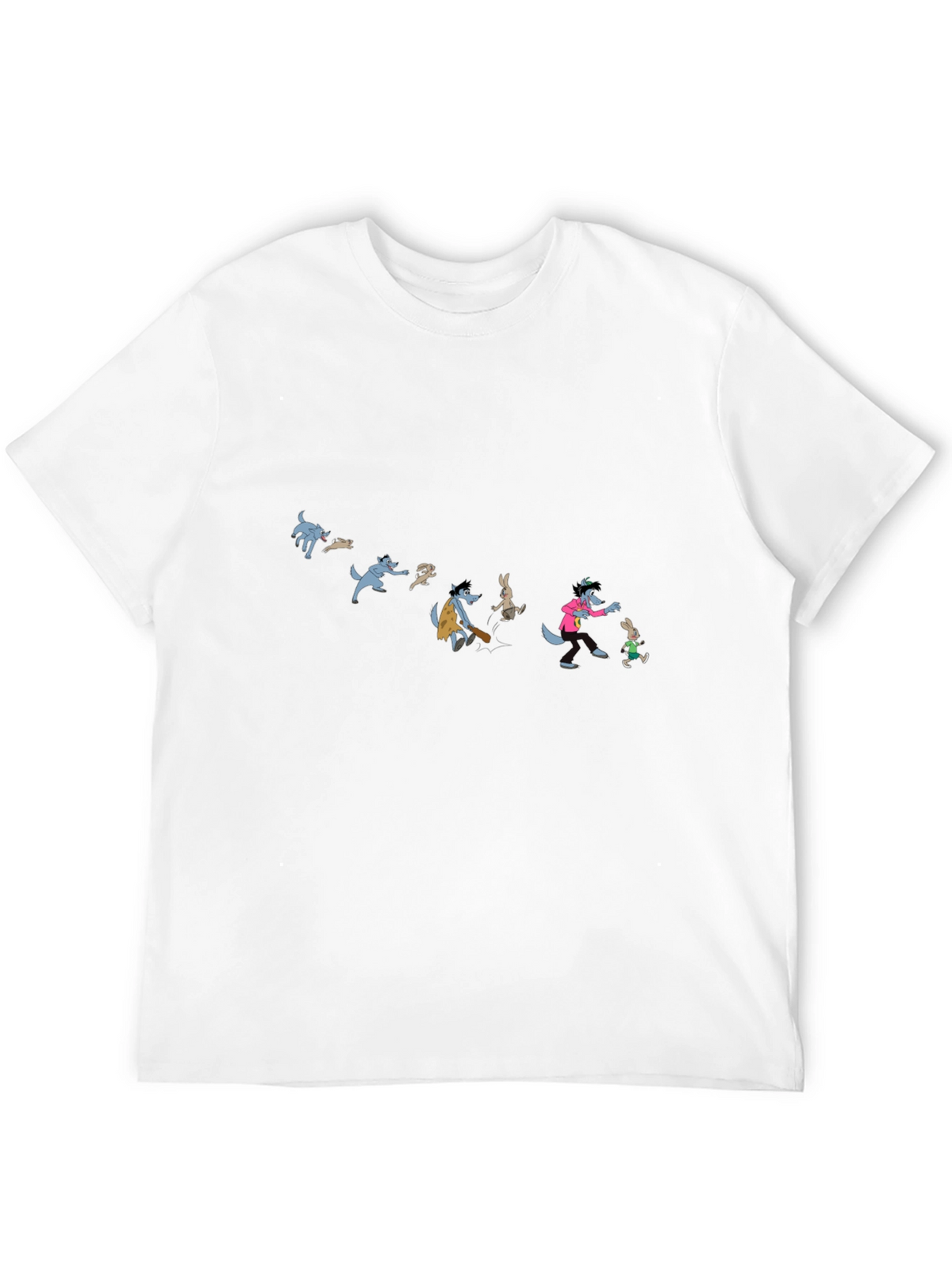 Cartoon Wolf Evolution Black T-Shirt