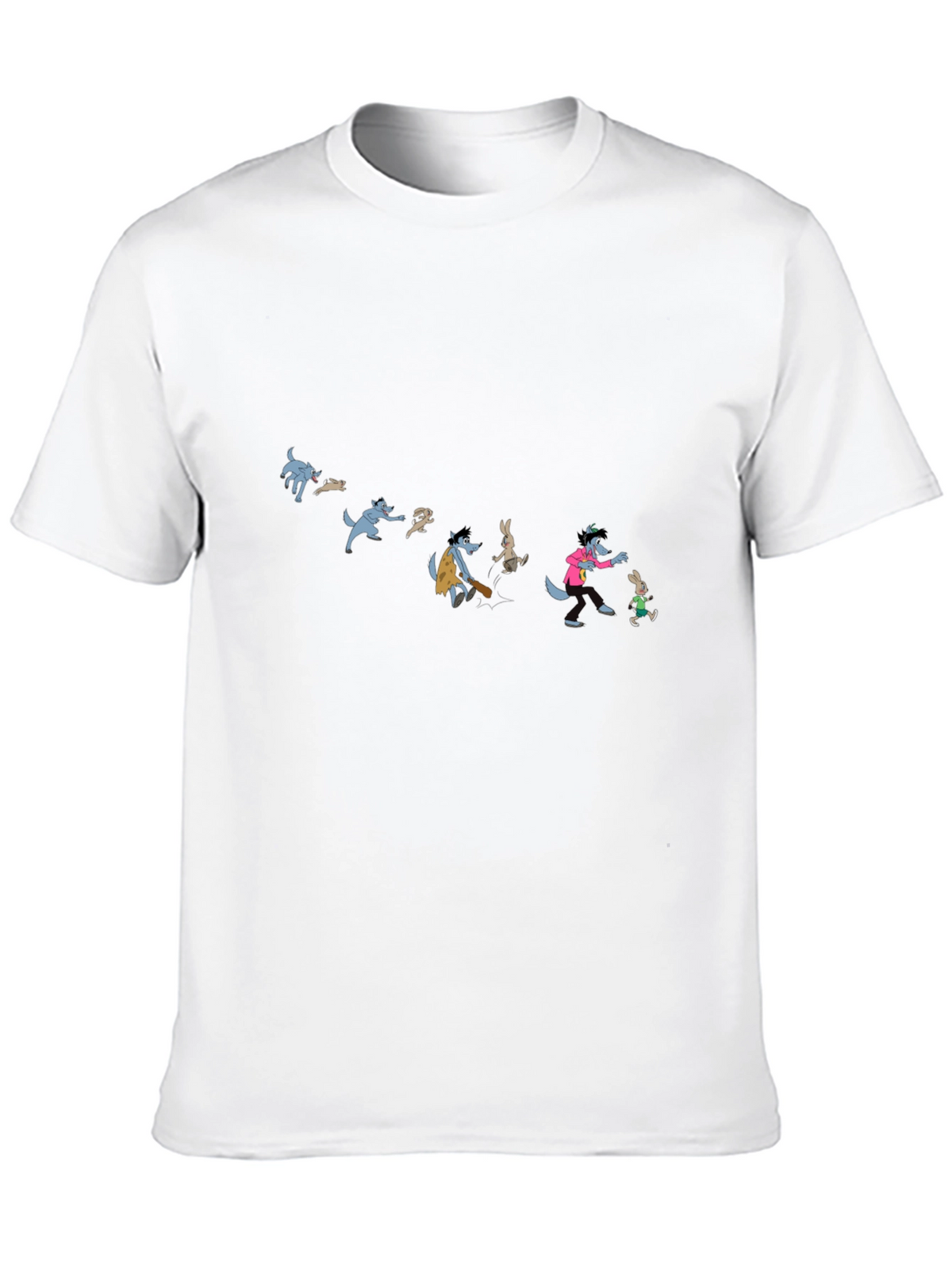 Cartoon Wolf Evolution Black T-Shirt