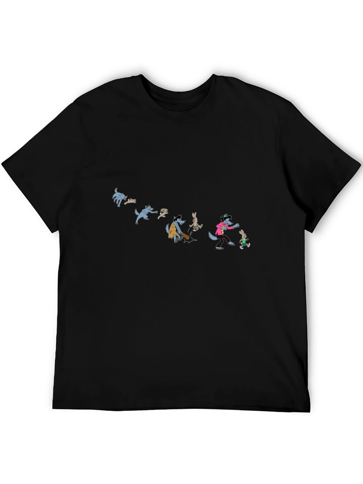 Cartoon Wolf Evolution Black T-Shirt