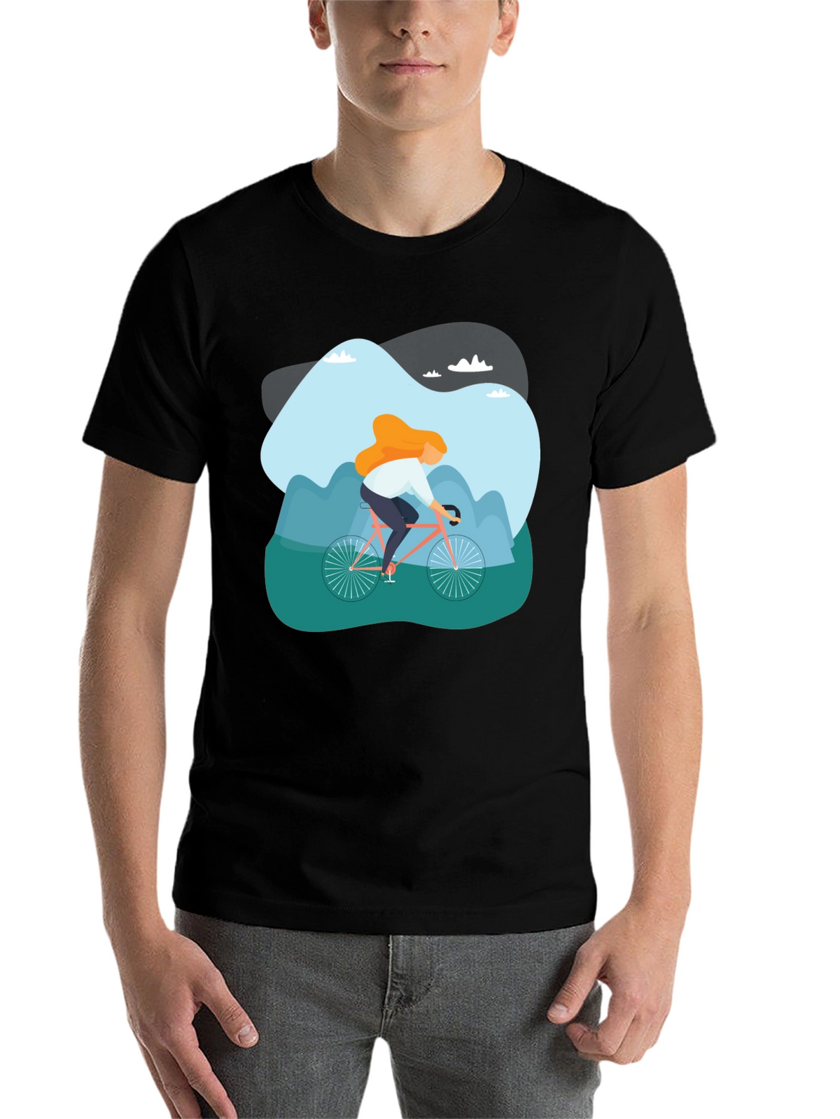 Cycling Adventure Graphic Tee - Black Cotton T-Shirt
