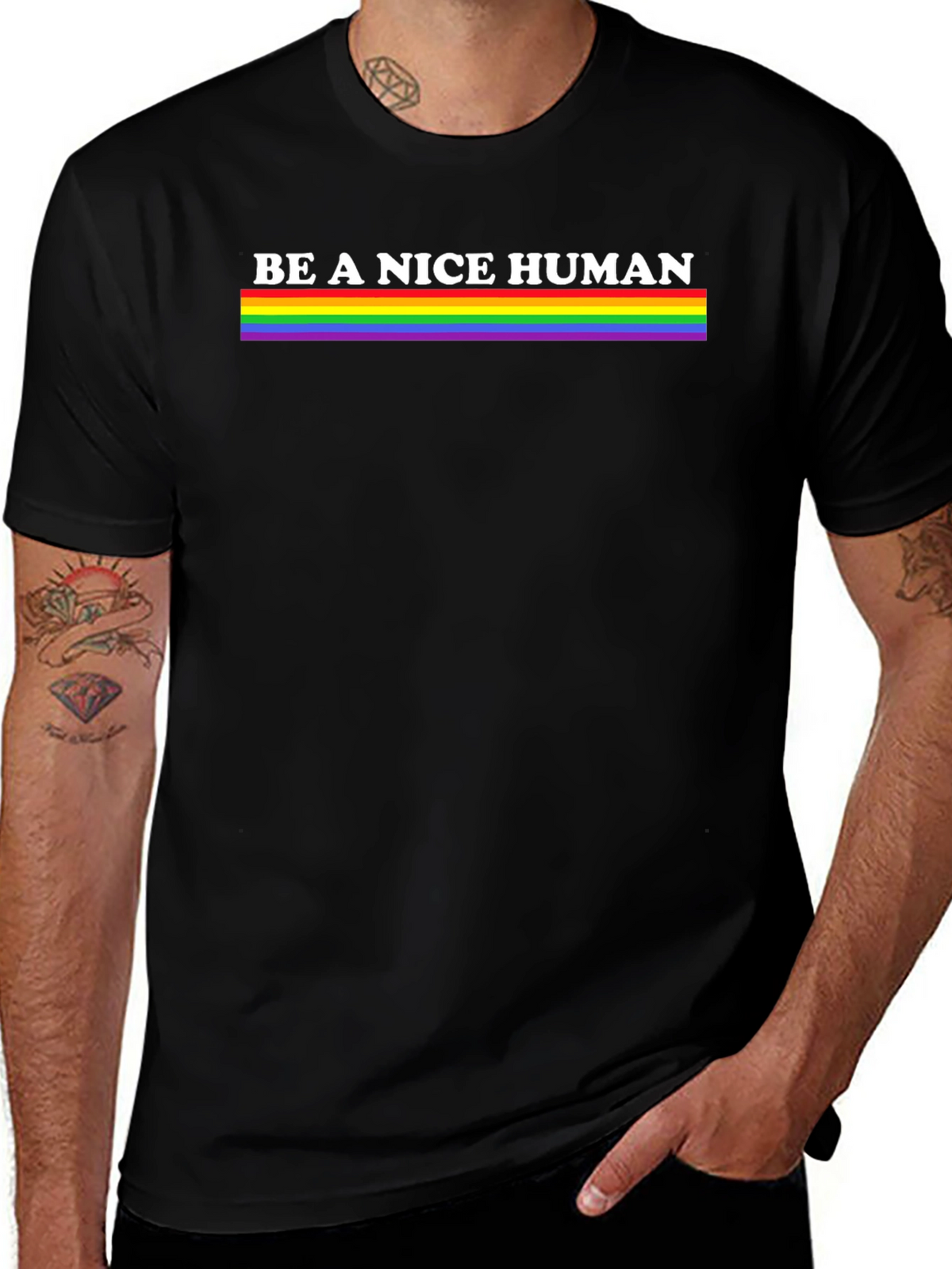Be A Nice Human Rainbow Pride T-Shirt