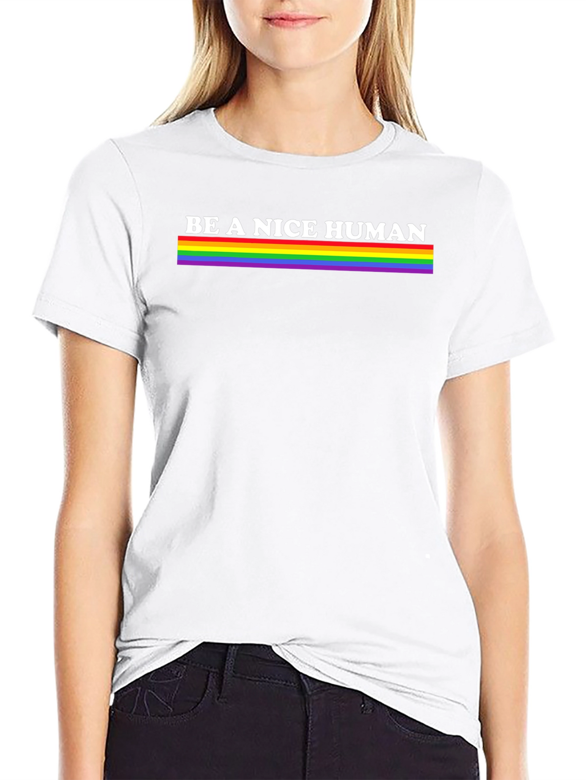 Be A Nice Human Rainbow Pride T-Shirt