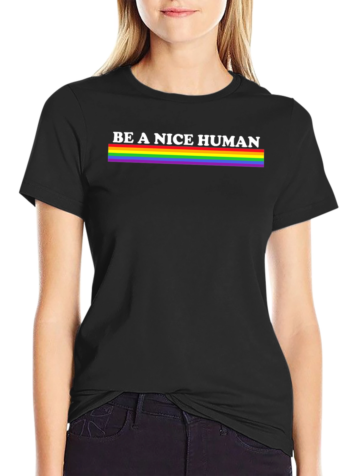 Be A Nice Human Rainbow Pride T-Shirt