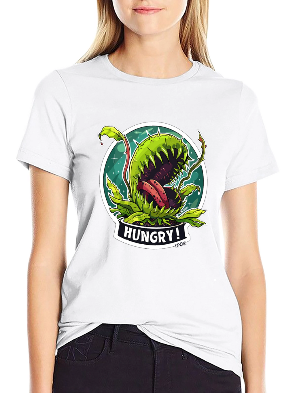 Hungry Plant Graphic T-Shirt - Black Cotton Tee