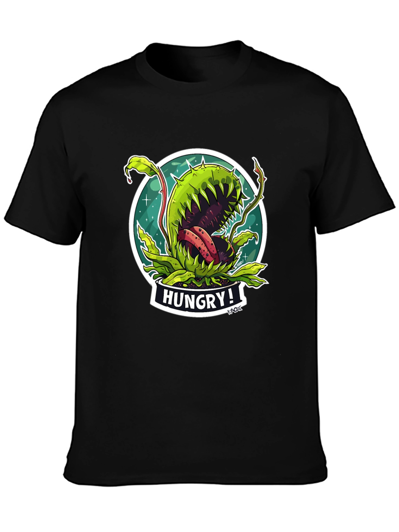 Hungry Plant Graphic T-Shirt - Black Cotton Tee