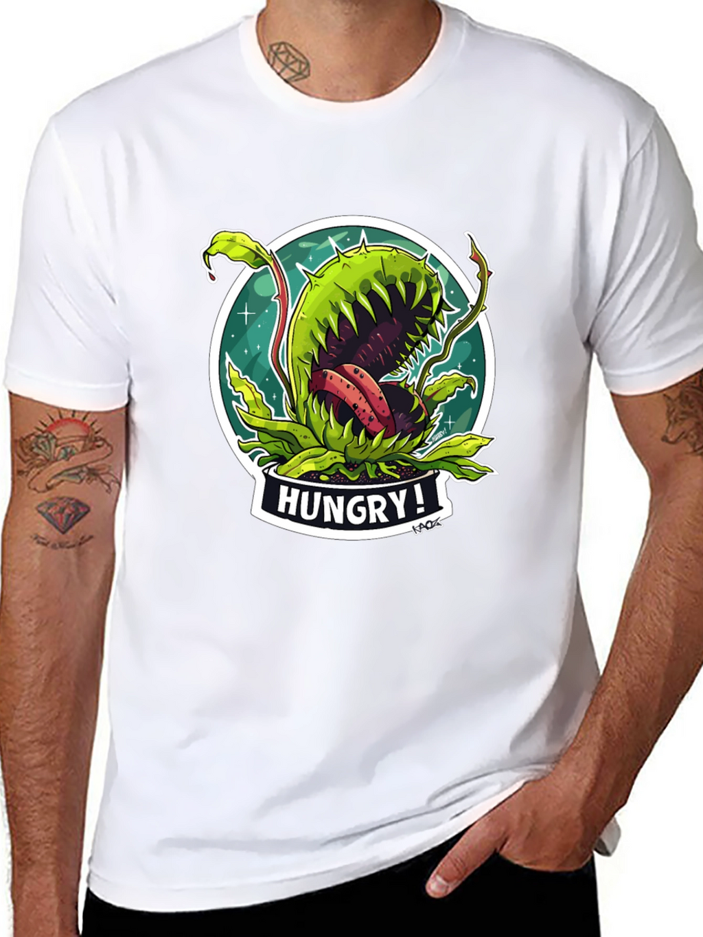 Hungry Plant Graphic T-Shirt - Black Cotton Tee