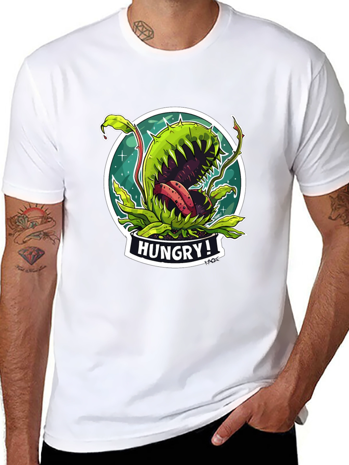 Hungry Plant Graphic T-Shirt - Black Cotton Tee