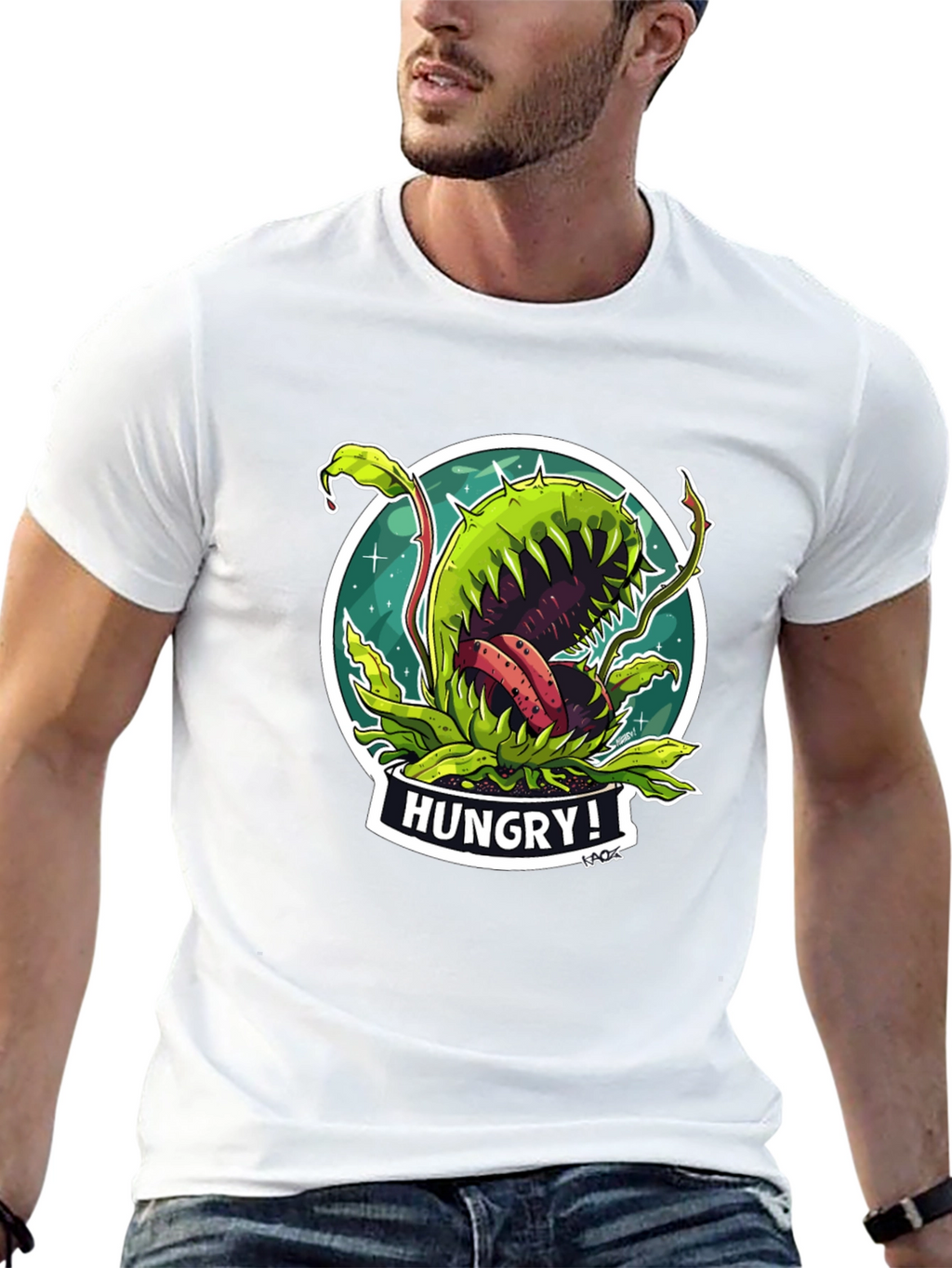 Hungry Plant Graphic T-Shirt - Black Cotton Tee