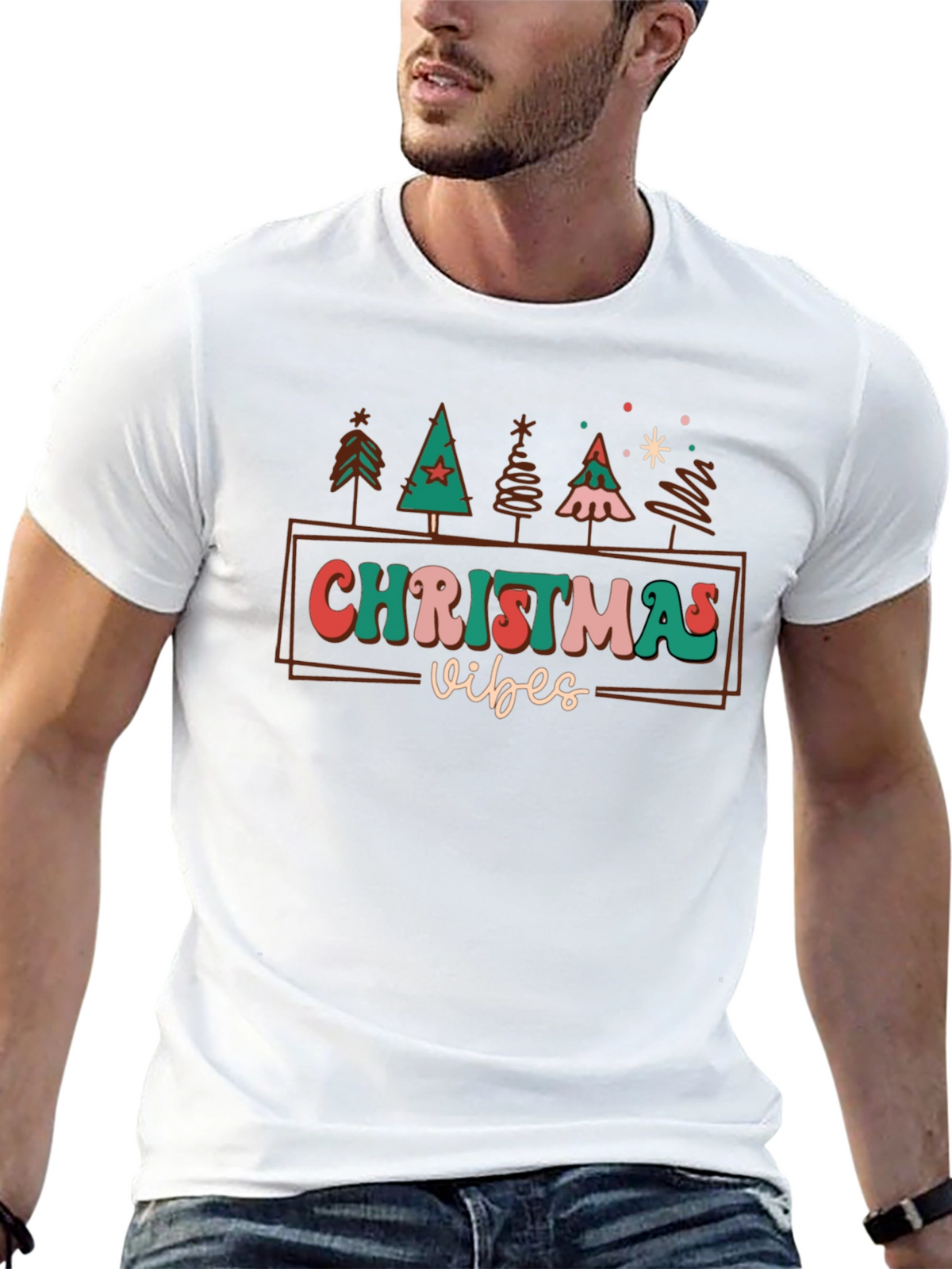 Christmas Vibes Retro Tee - Holiday Season Shirt