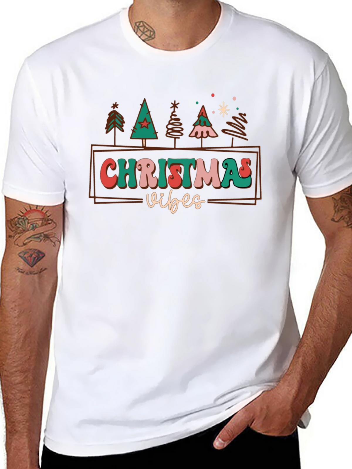 Christmas Vibes Retro Tee - Holiday Season Shirt
