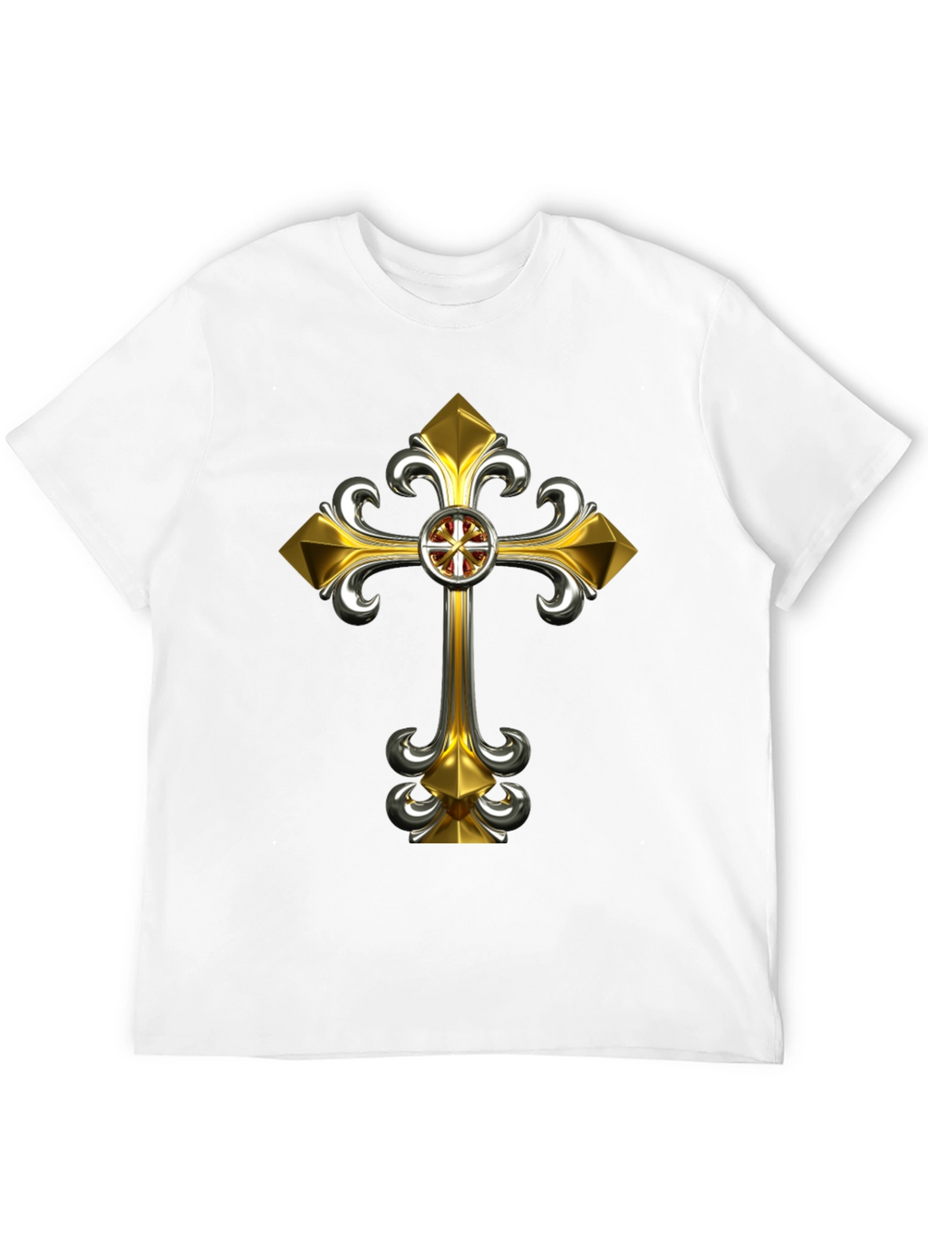 Gothic Gold Cross Graphic Tee - Black