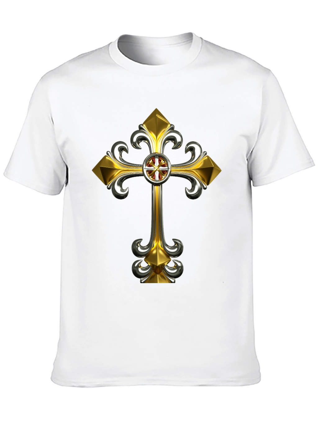 Gothic Gold Cross Graphic Tee - Black