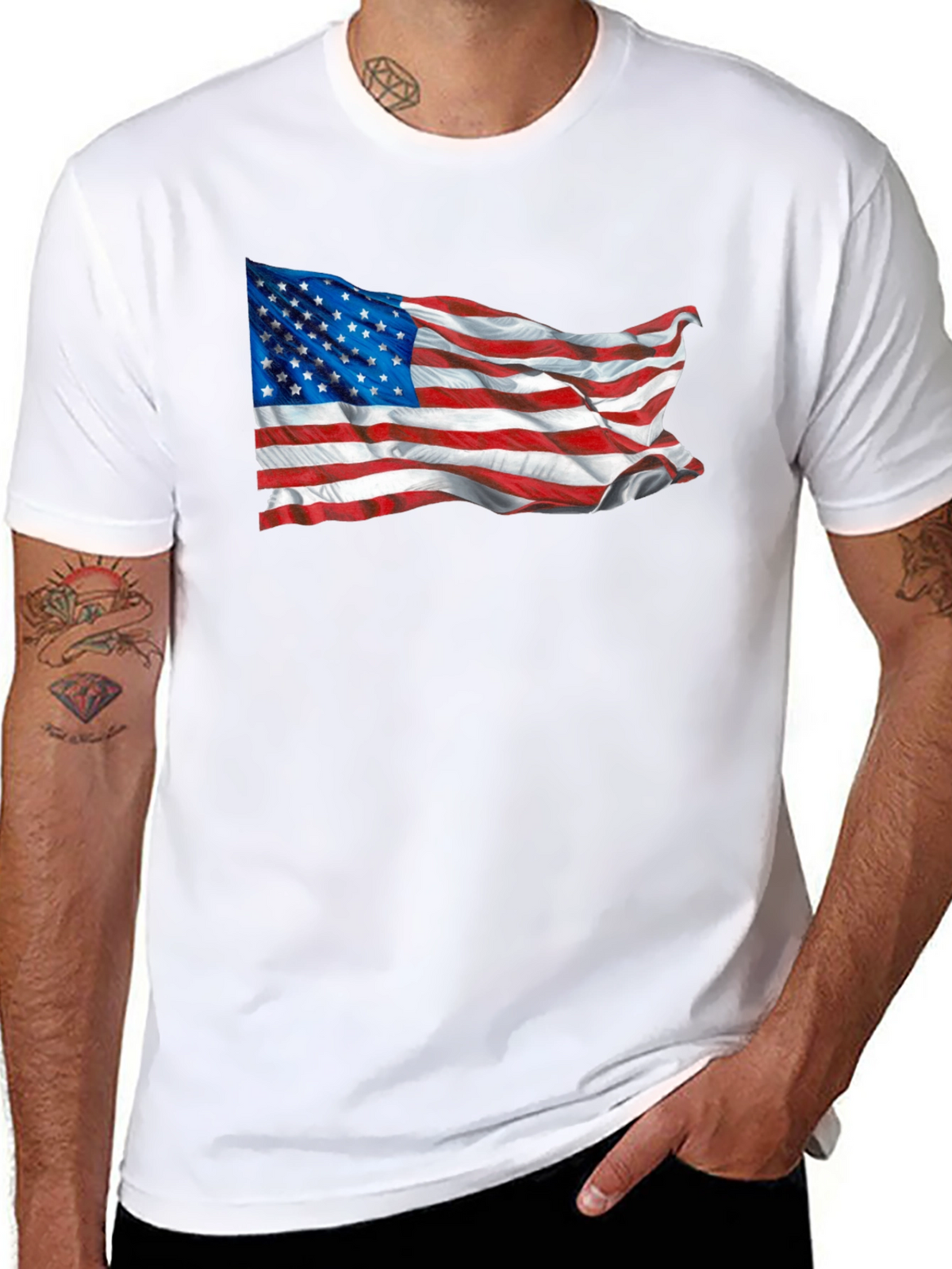 American Flag Graphic Tee - Black