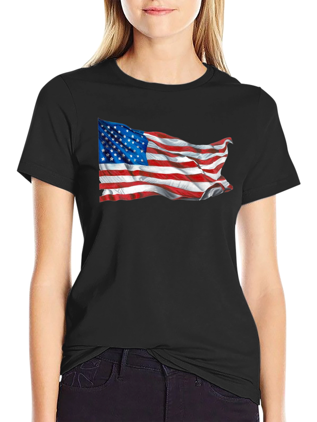 American Flag Graphic Tee - Black