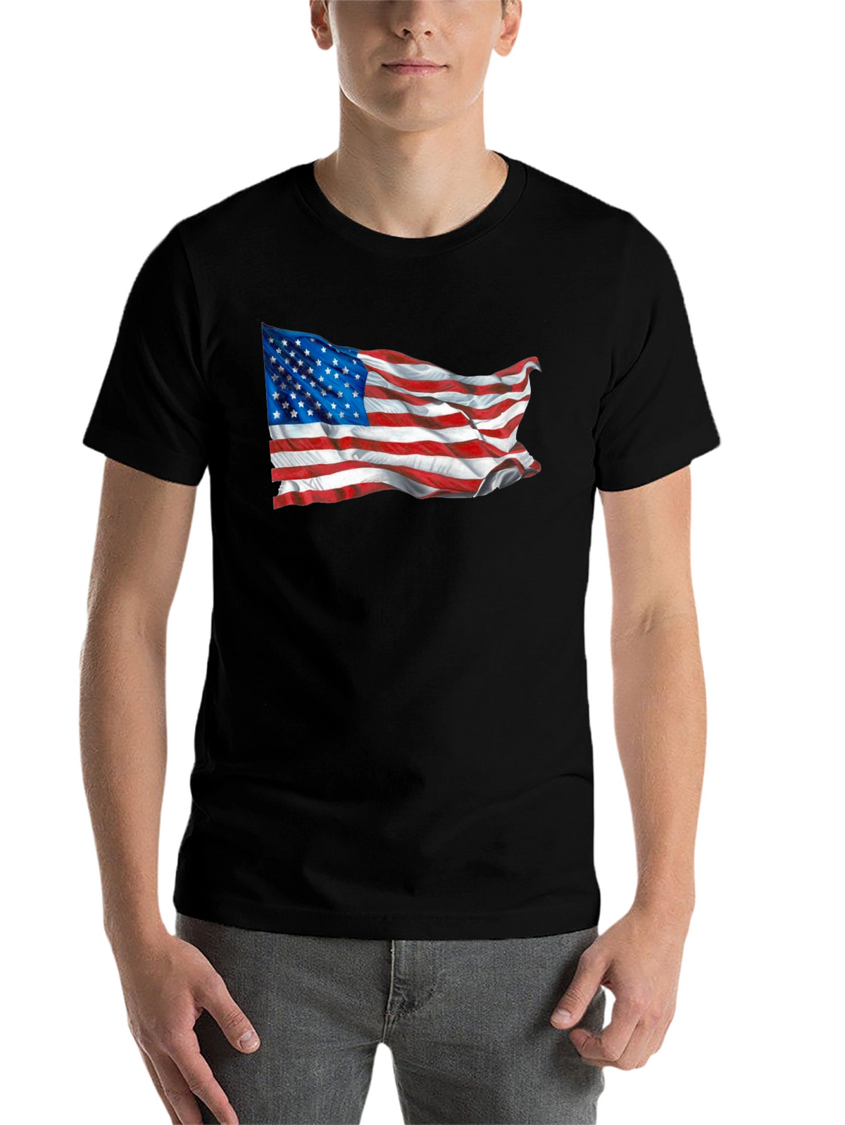 American Flag Graphic Tee - Black