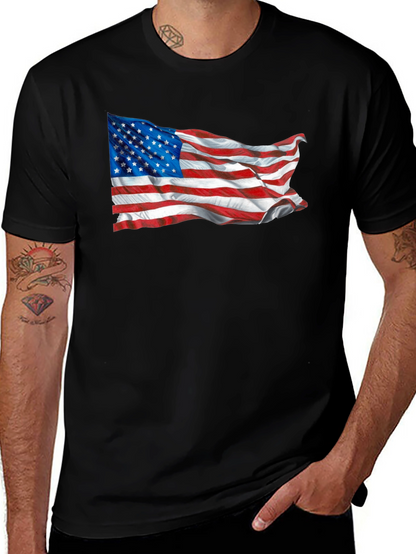 American Flag Graphic Tee - Black