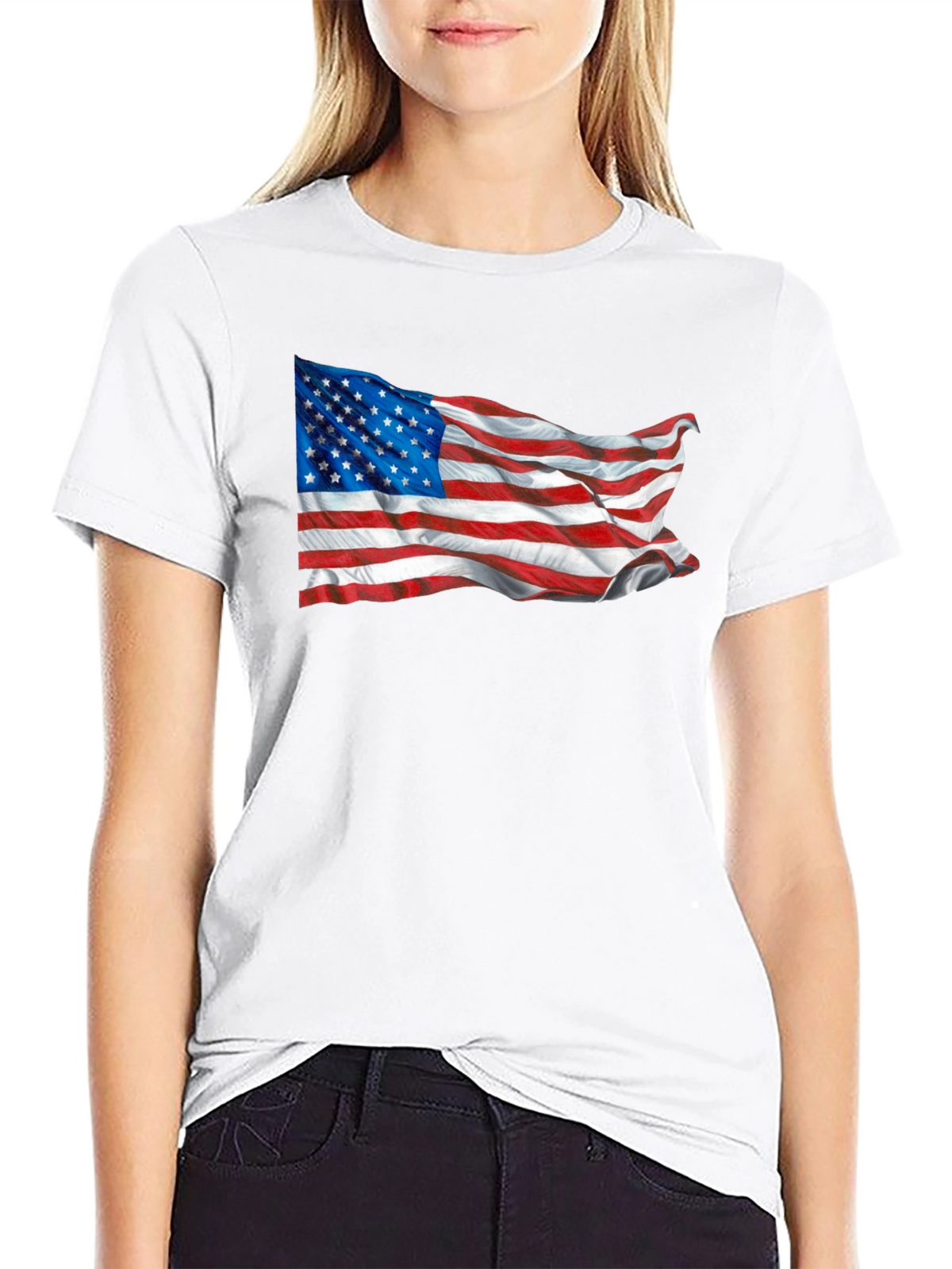 American Flag Graphic Tee - Black