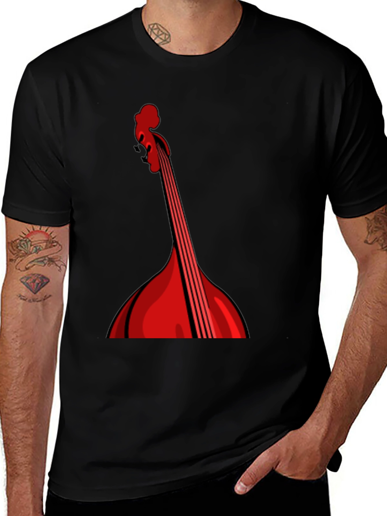 Red String Instrument Graphic Black Tee