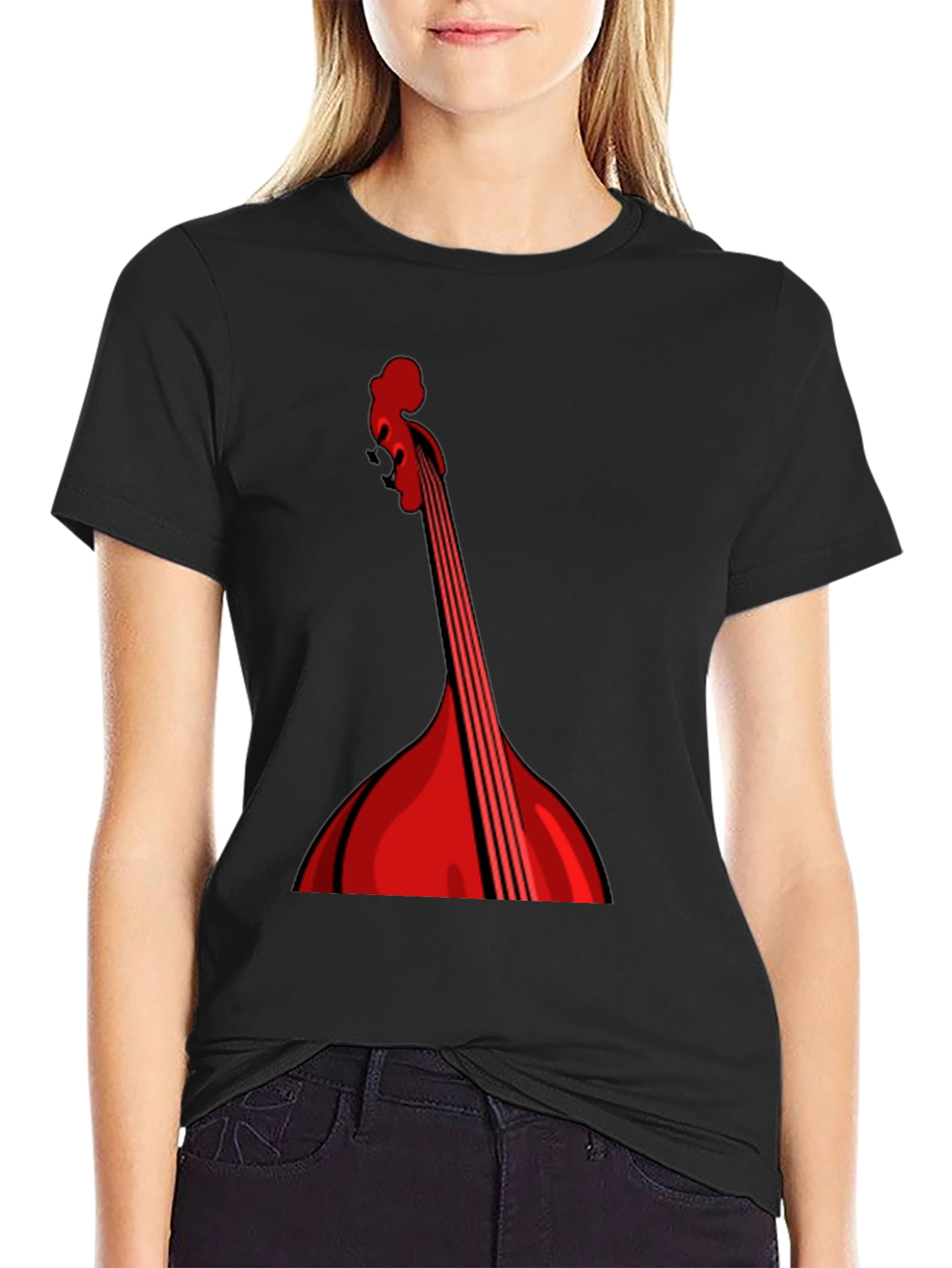 Red String Instrument Graphic Black Tee