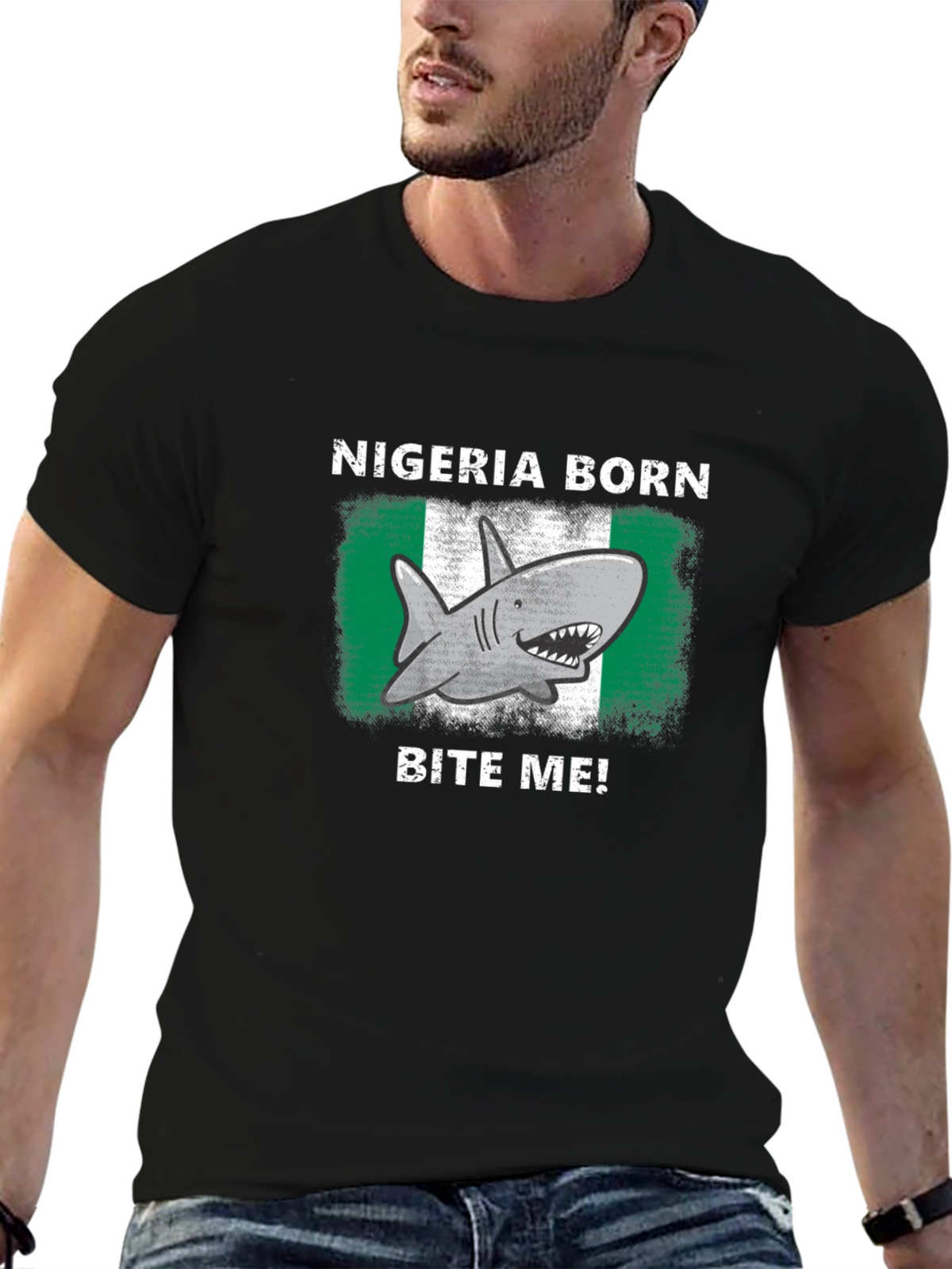 Nigeria Born Shark Bite Me! T-Shirt