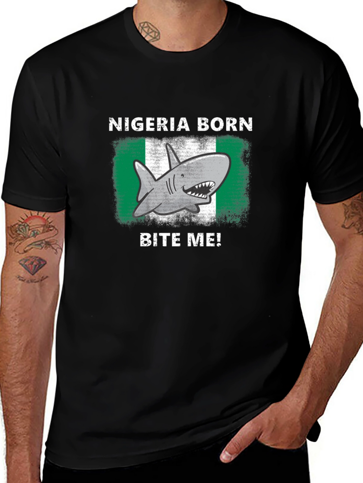 Nigeria Born Shark Bite Me! T-Shirt