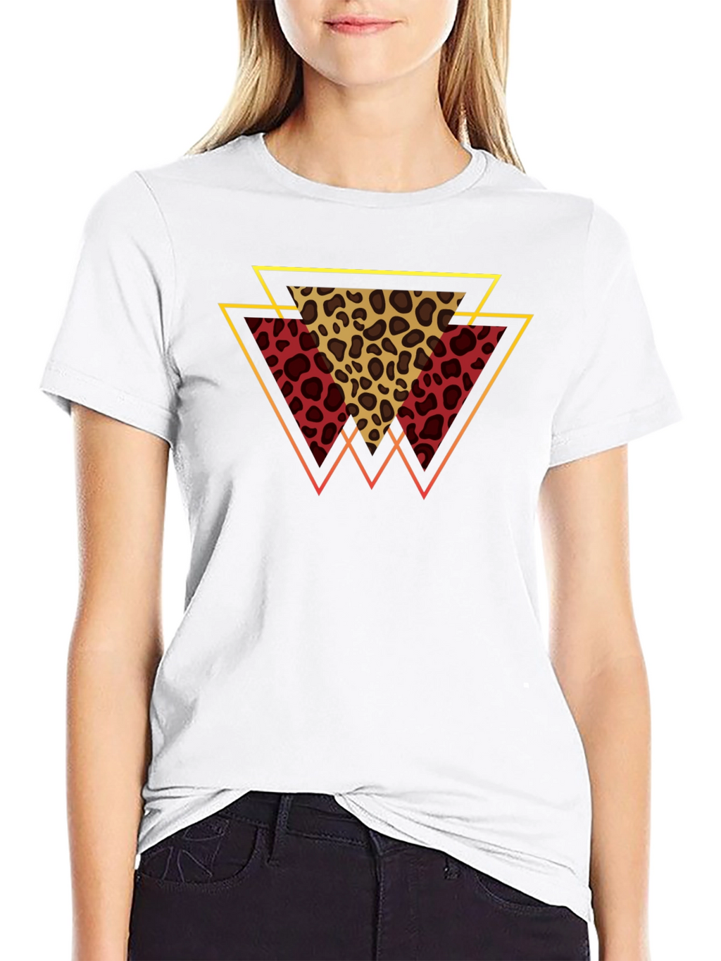 Geometric Leopard Print Tee - Stylish Mens T-Shirt