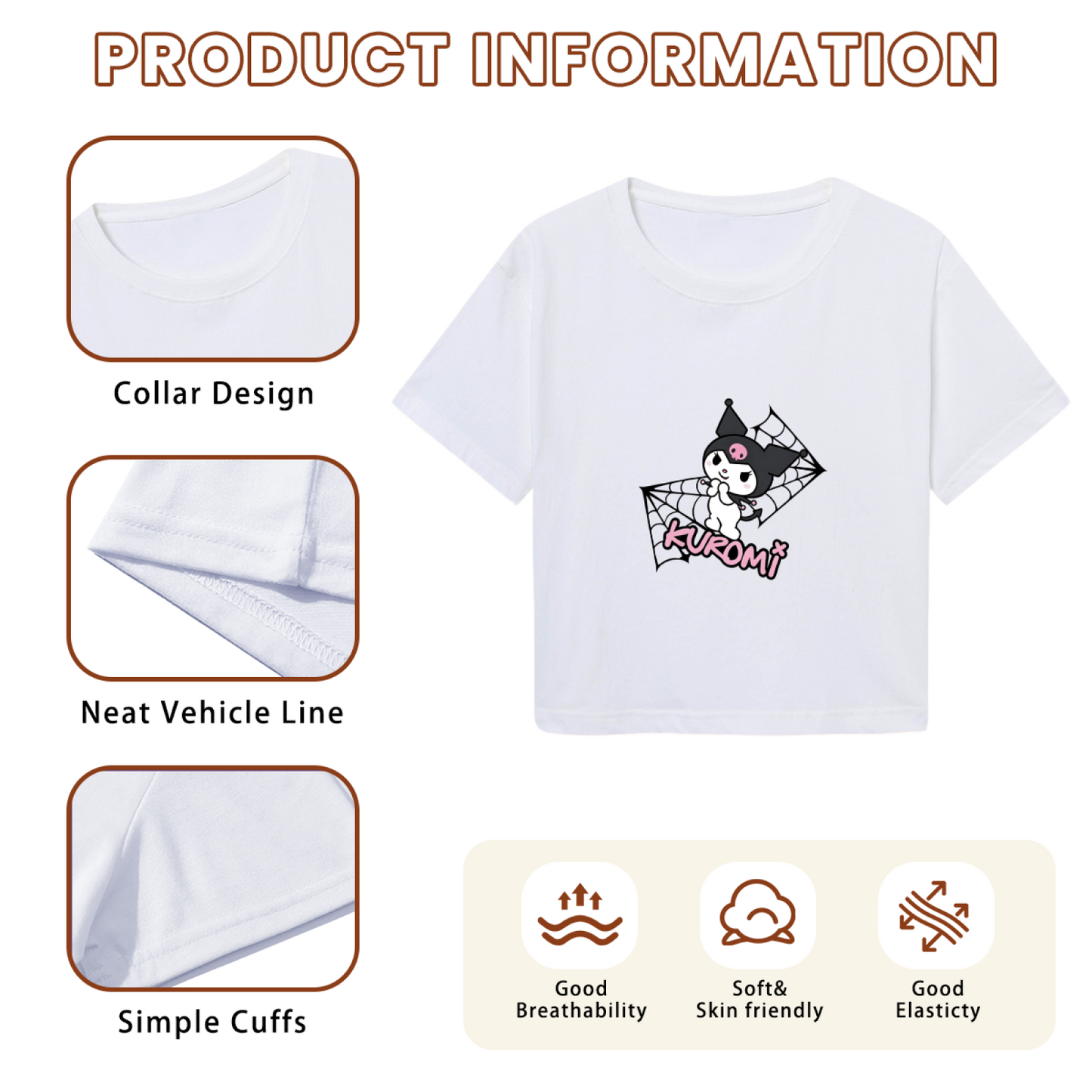 Simple Yellow Bow Hello Kitty White Crop Top Minimalist Kawaii Short Tee