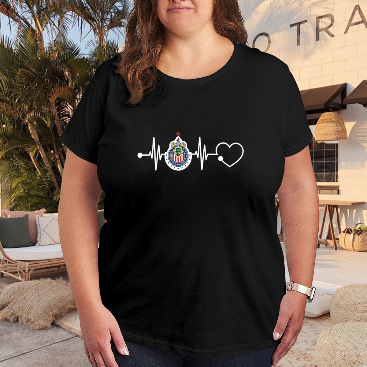 Chivas De Guadalajara Heartbeat Fan Tee