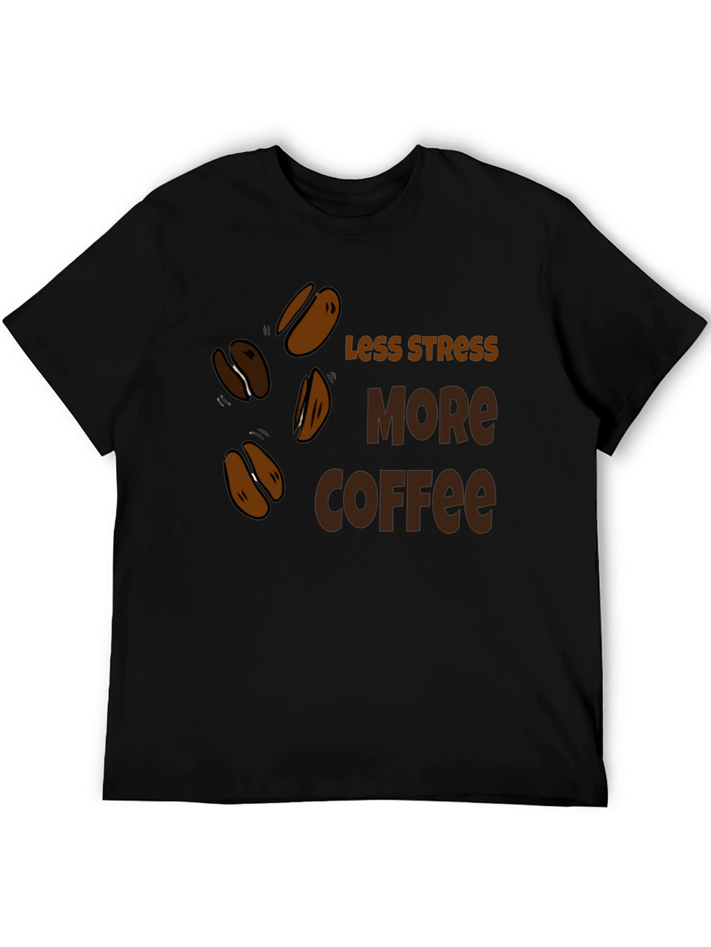 Less Stress More Coffee Black T-Shirt