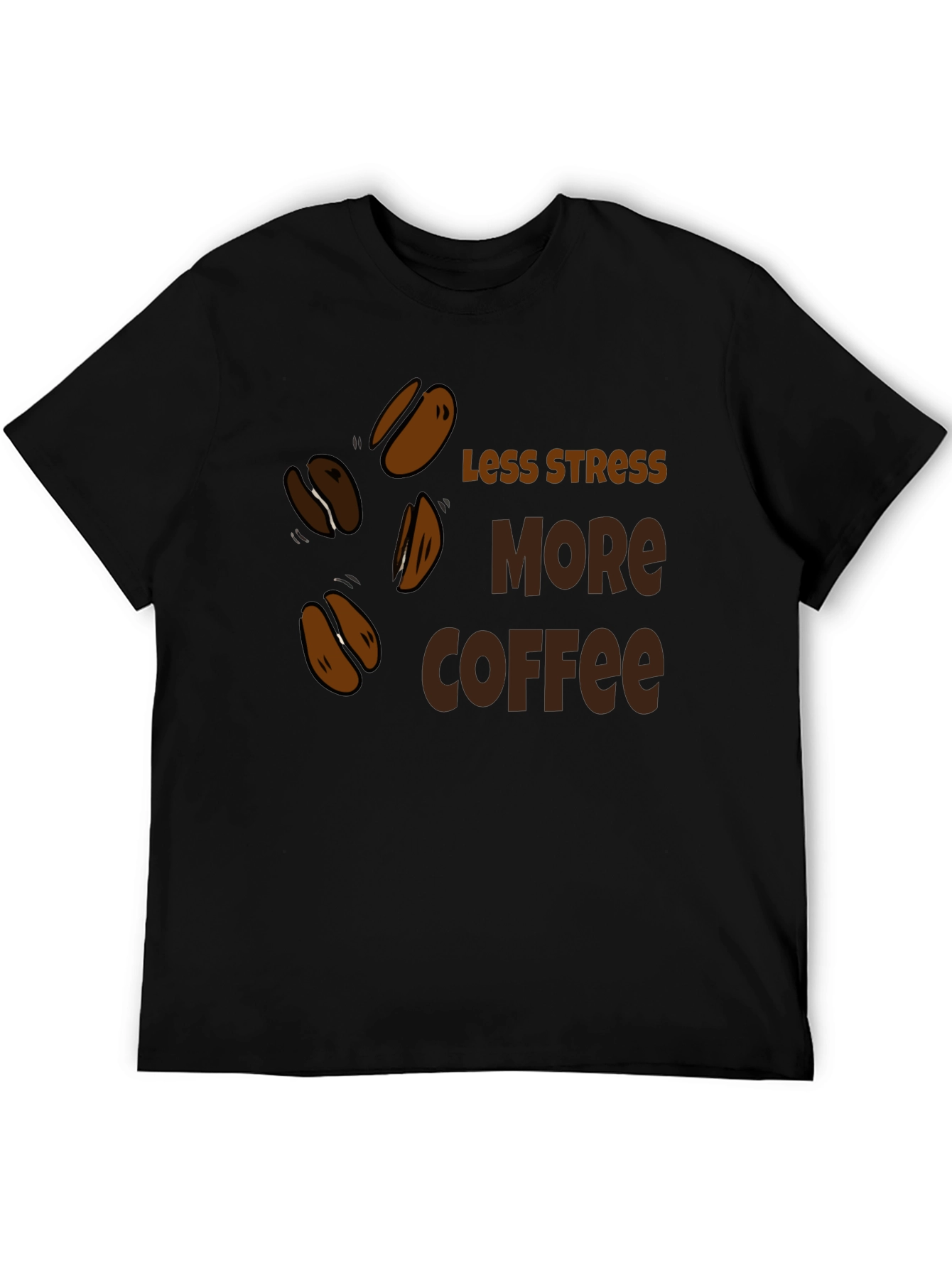 Less Stress More Coffee Black T-Shirt