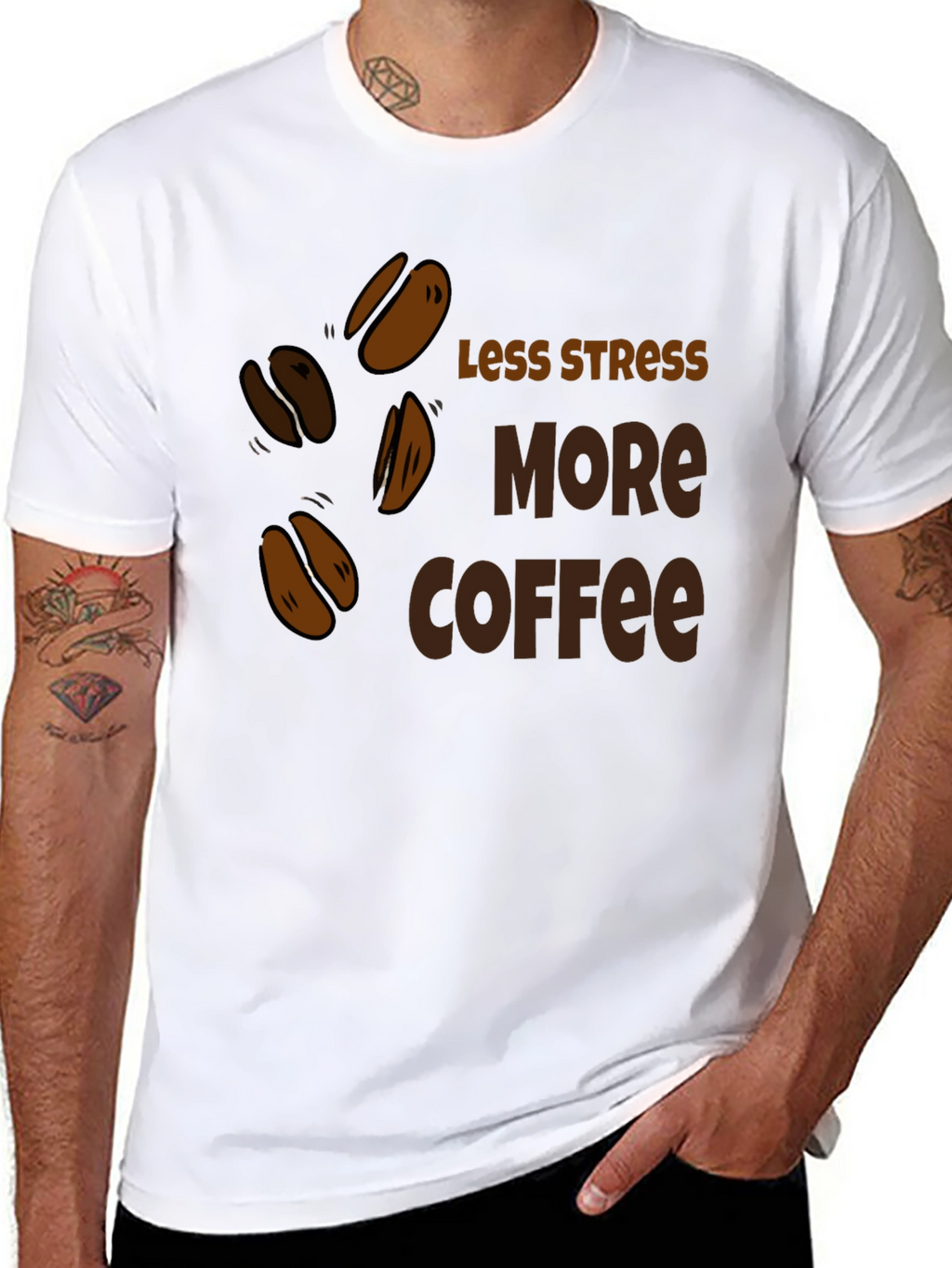 Less Stress More Coffee Black T-Shirt