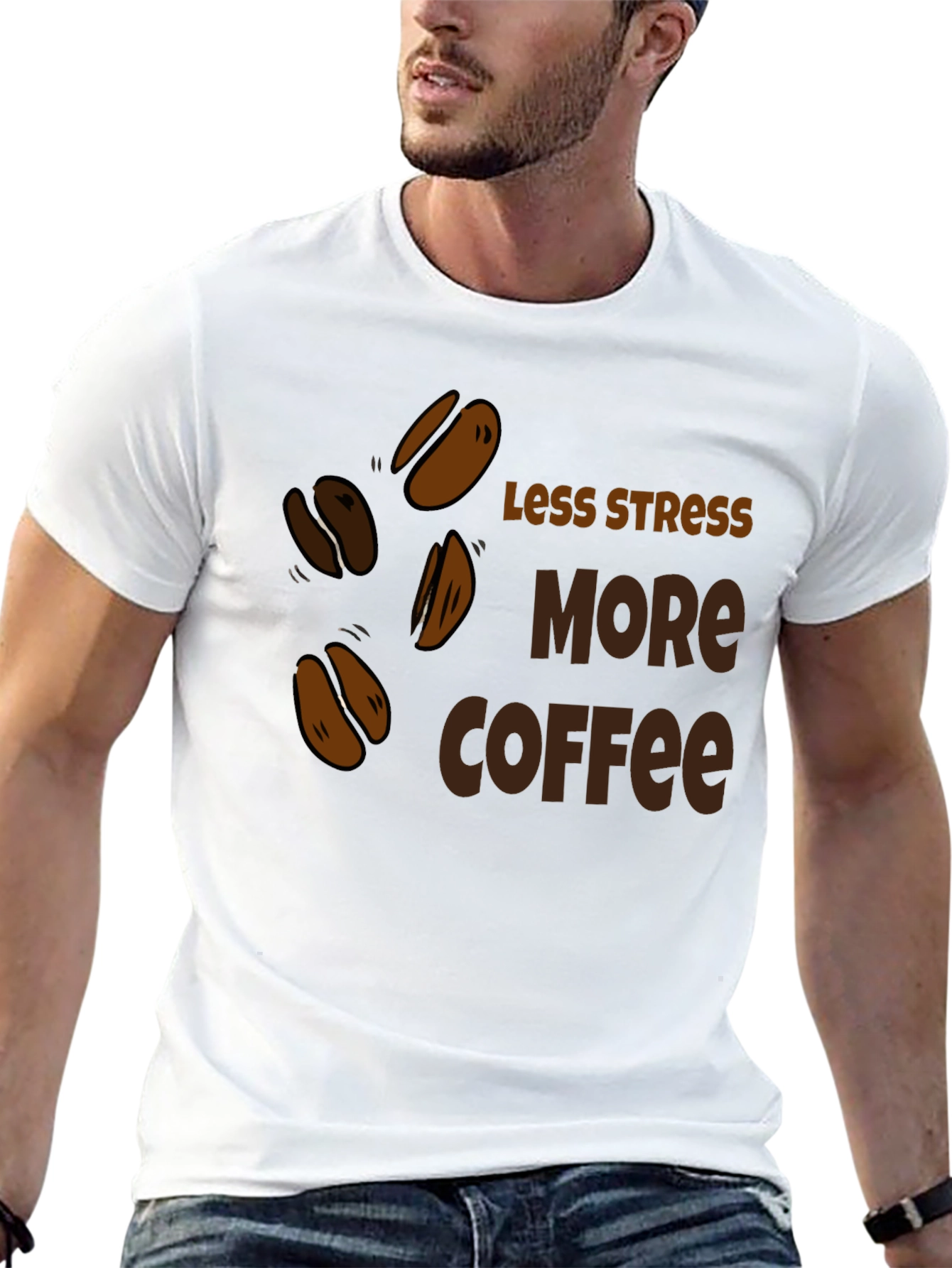 Less Stress More Coffee Black T-Shirt