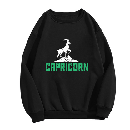 Capricorn Zodiac Sweatshirt | Vintage Distressed Goat Graphic Crewneck, Astrology Star Sign Pullover Top, Zodiac Gift for Women Men