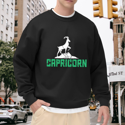 Capricorn Zodiac Sweatshirt | Vintage Distressed Goat Graphic Crewneck, Astrology Star Sign Pullover Top, Zodiac Gift for Women Men