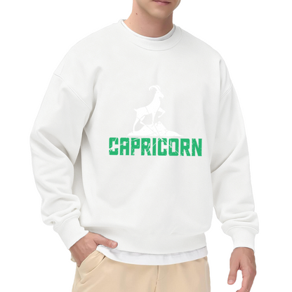 Capricorn Zodiac Sweatshirt | Vintage Distressed Goat Graphic Crewneck, Astrology Star Sign Pullover Top, Zodiac Gift for Women Men