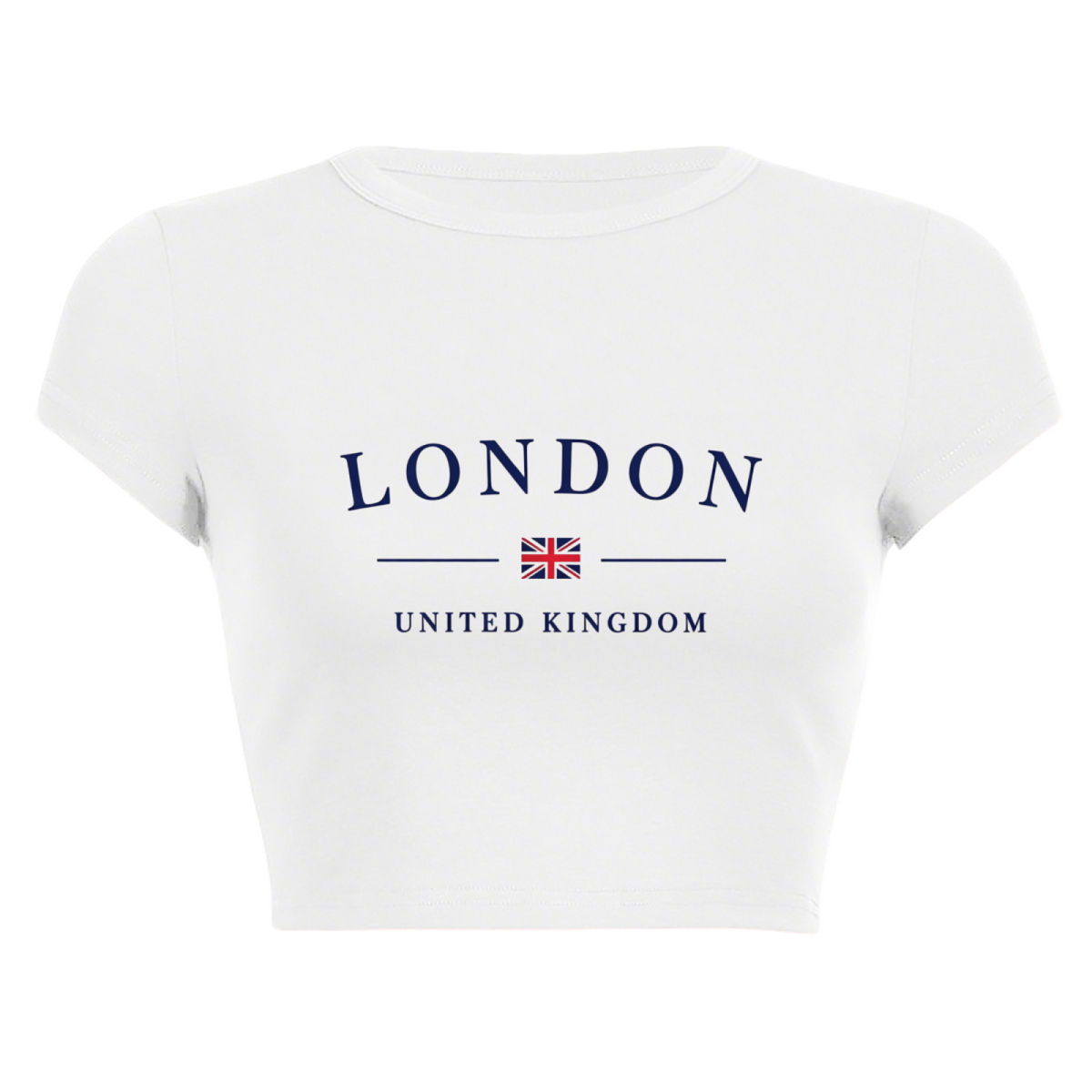 Classic LONDON UK Flag Minimal White Crop Tee