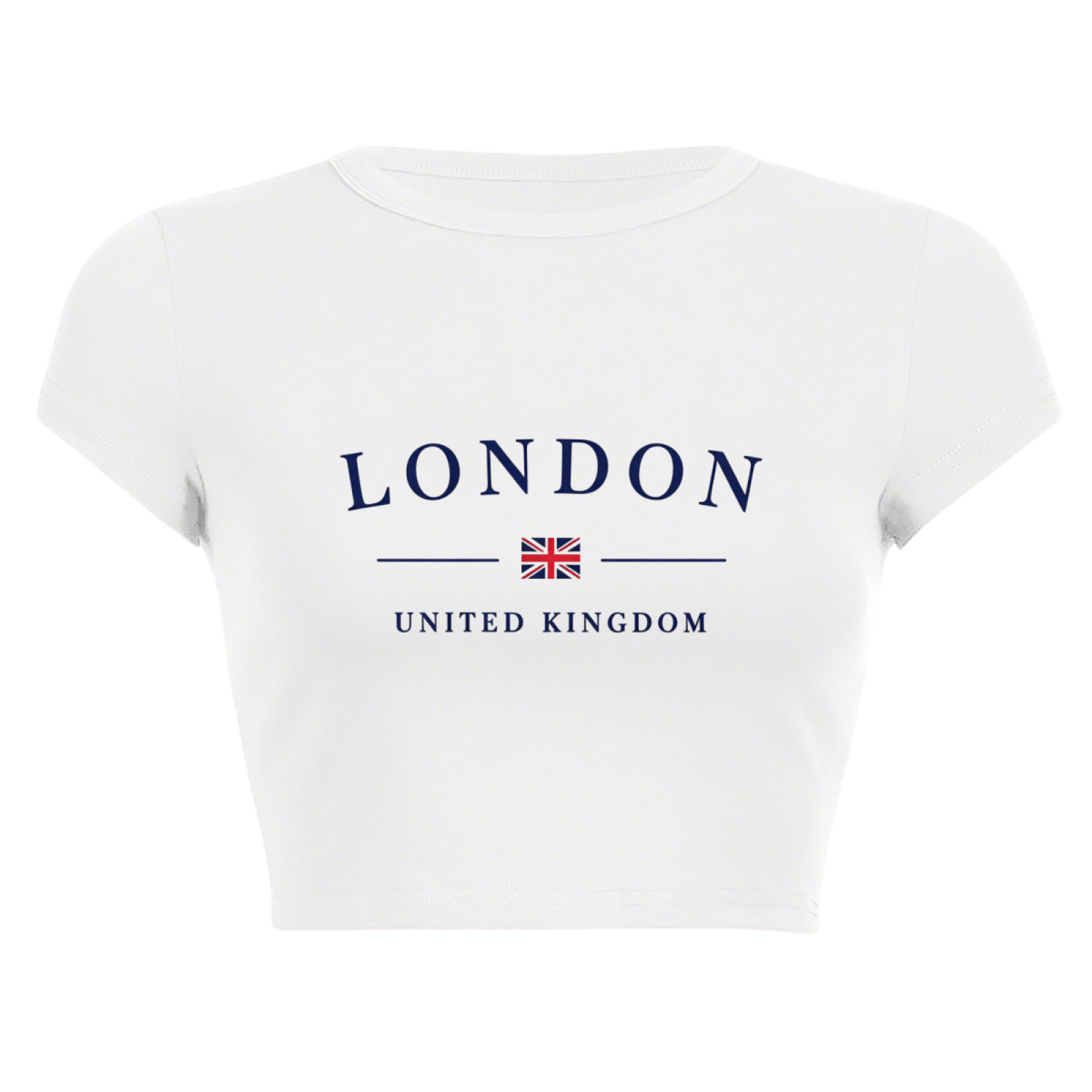 Classic LONDON UK Flag Minimal White Crop Tee